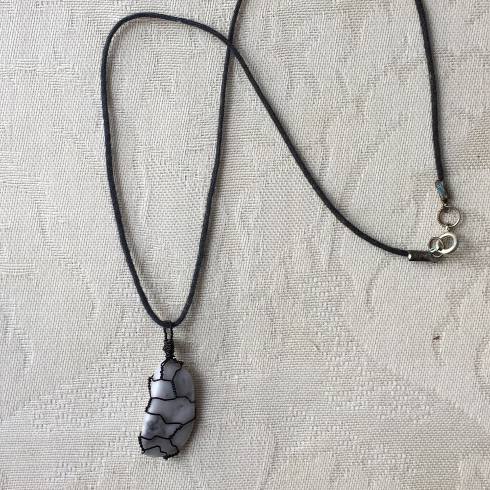 Handmade wrapped marble stone necklace